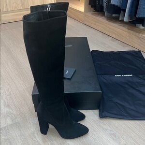 Saint Laurent Women's suede leather Over the Knee Black Boots